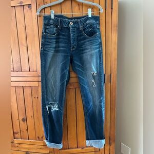 American Eagle Outfitters Women's Dark Blue Boyfriend Jeans